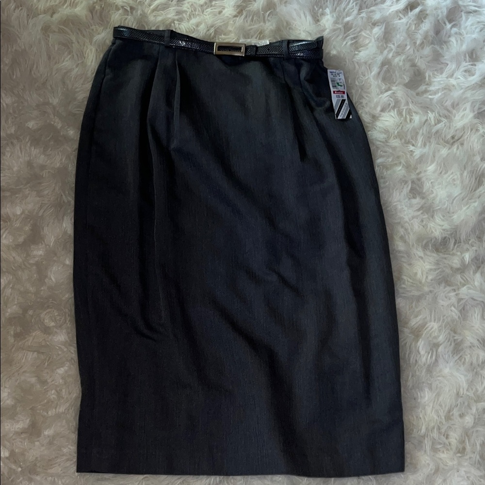 Women's Black Pencil Skirt with Slim Belt